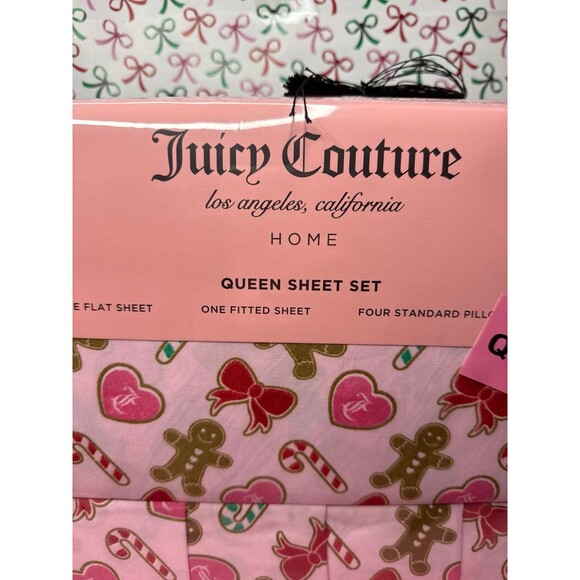JUICY COUTURE PINK GINGERBREAD BOW SHEET SET SIZE QUEEN - Picture 2 of 5